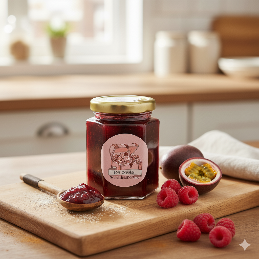 Framboos-passievrucht jam
